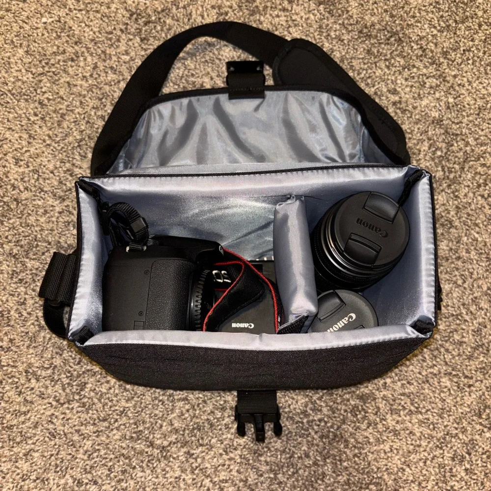 Canon EOS Rebel T7 DSLR Bundle 18-55mm & 75-300mm Lenses, Bag, Strap, Charger.